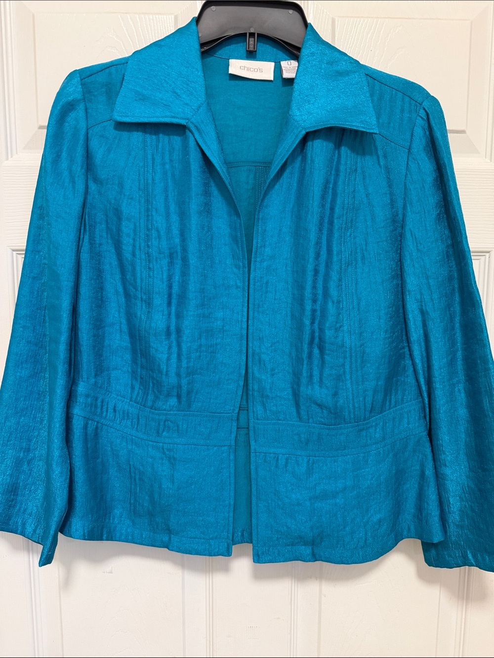 Chico's Teal Blue Open-Front Blazer Jacket